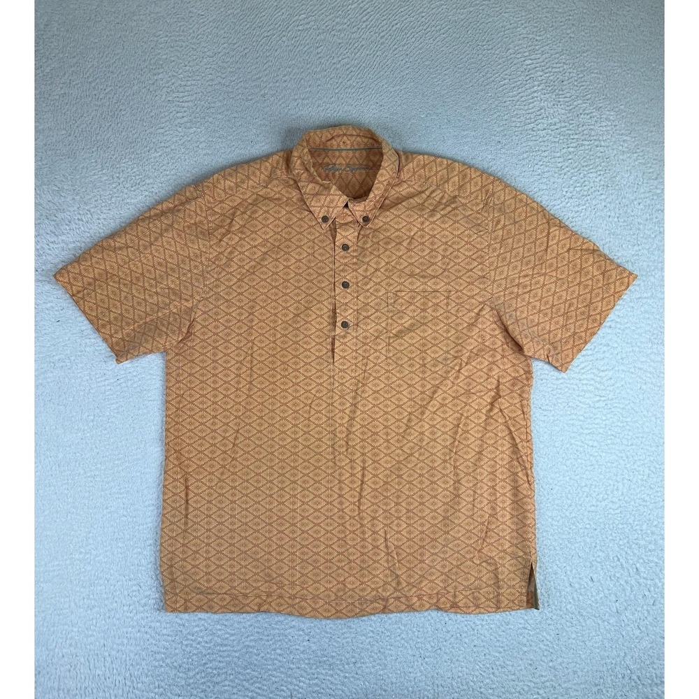 Reyn Spooner Shirt Mens XL Orange Geometric Short Sleeve Button Up Hawaiian